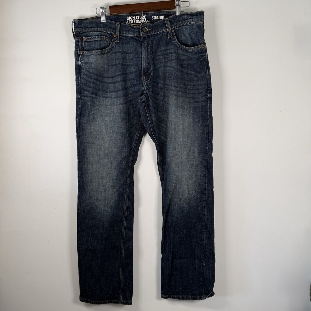 Signature Levi Strauss Denim Jean Straight Dark Wash Men's 36/34